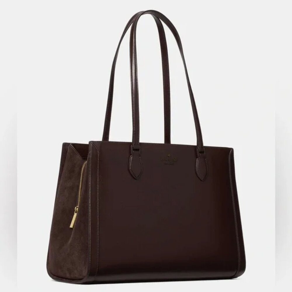 NWT - kate spade Madison Suede Large Laptop Tote, Hot Fudge Brown